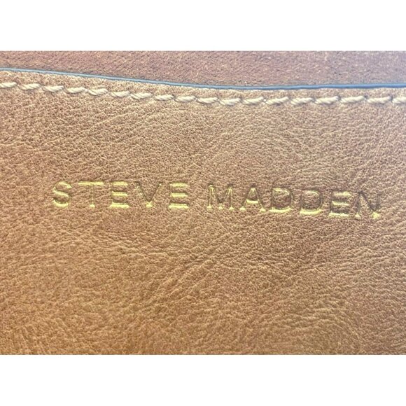 Steve Madden Vegan Leather Crossbody Bag Wylie Studded Studs Camel Tan Brown - Picture 5 of 9